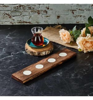 Porte-bougie à thé, brun, bougie à thé en bois, corps en bois