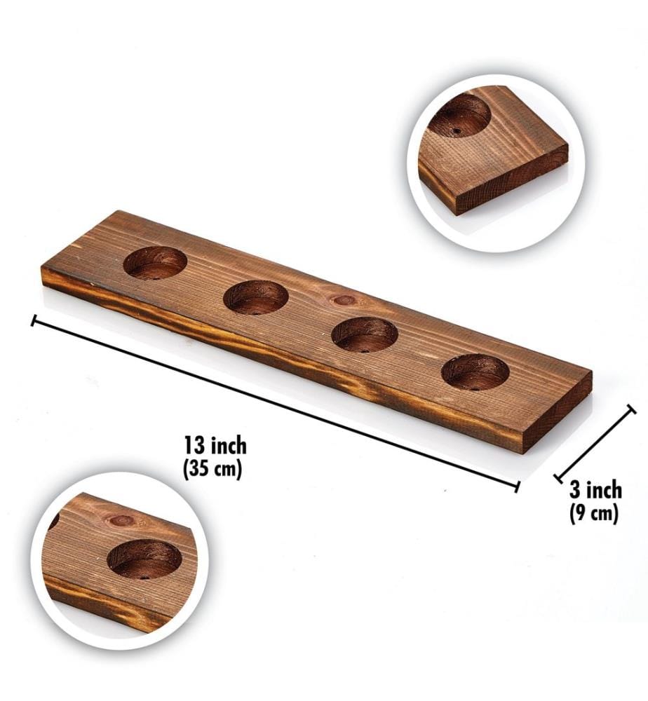 Teelichthalter, braun, aus Holz, Korpus aus Holz