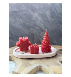 Set de bougies, 4 pièces, rouge, 100% CONCRETE