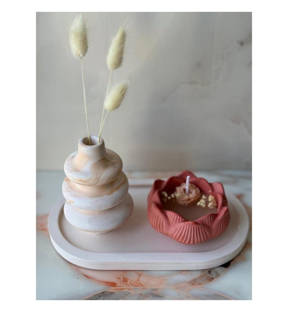 Set de bougies, 3 pièces, rose, blanc, 100% CONCRETE