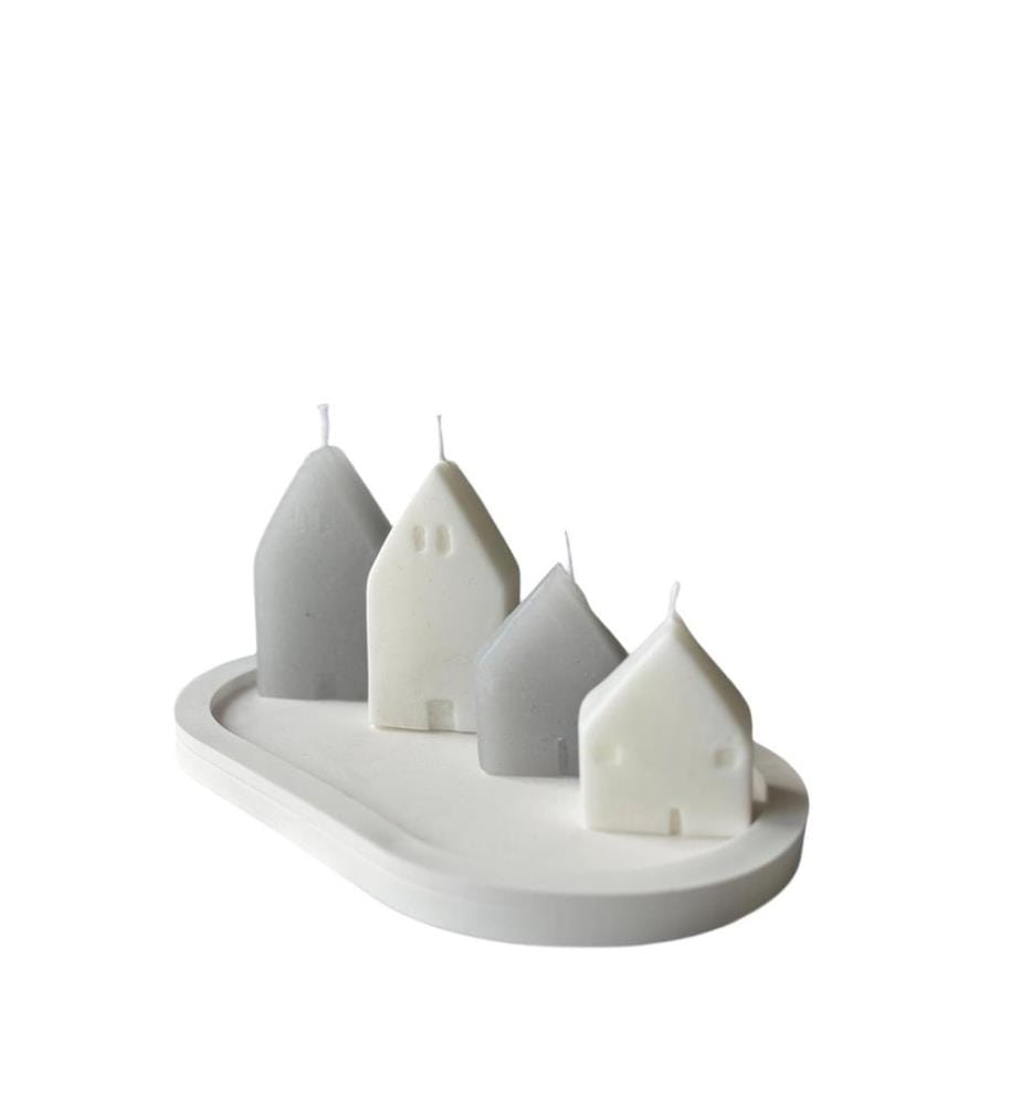 Set di candele, 5 pezzi, bianco, 100% CEMENTO