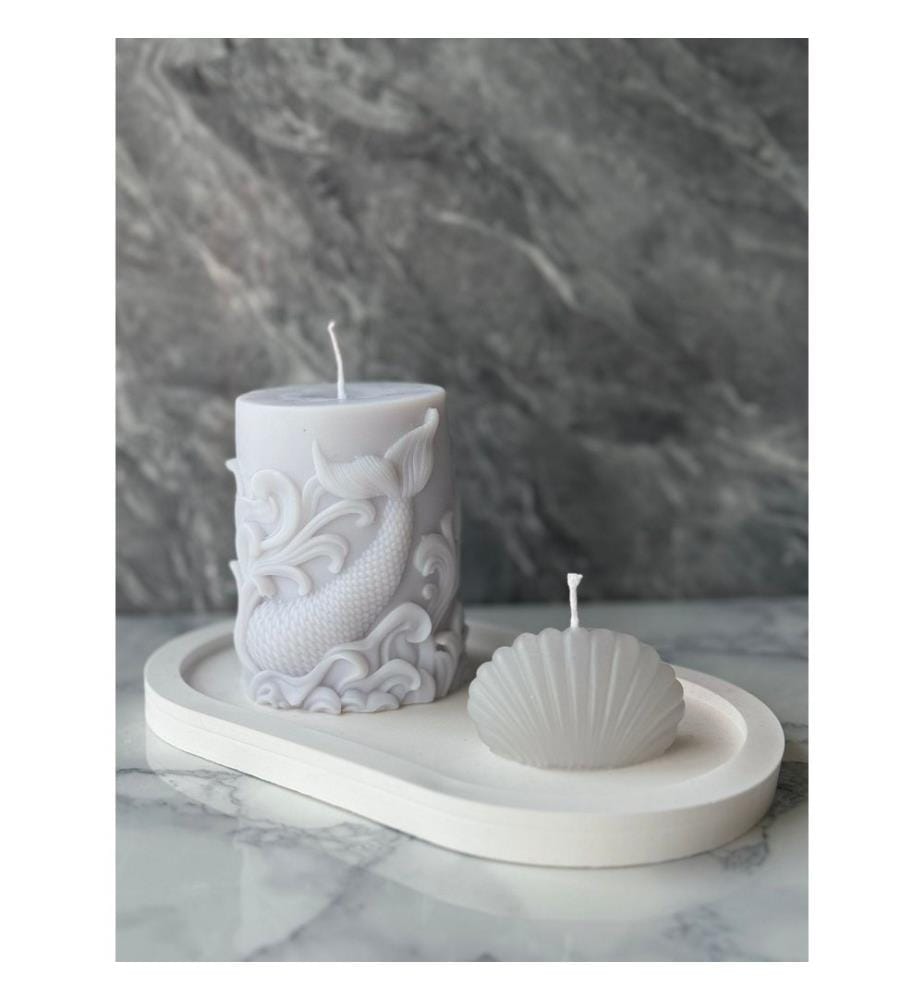 Set de bougies, 3 pièces, gris, blanc, 100% CONCRETE