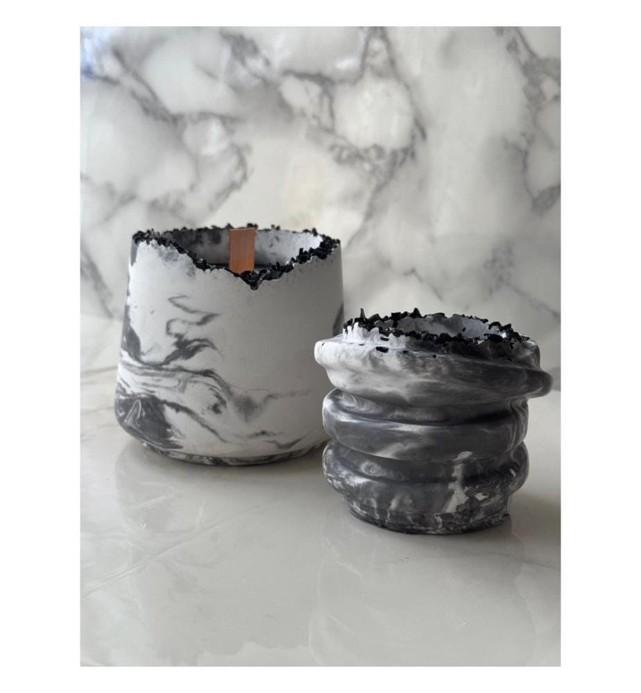 Set de bougies, 3 pièces, gris, blanc, 100% SOYA