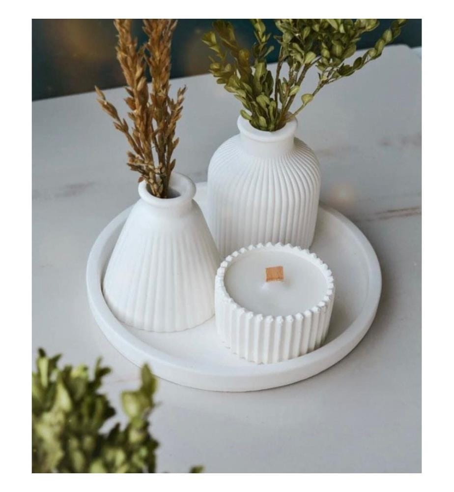 Set de bougies, 5 pièces, blanc, 100% CONCRETE