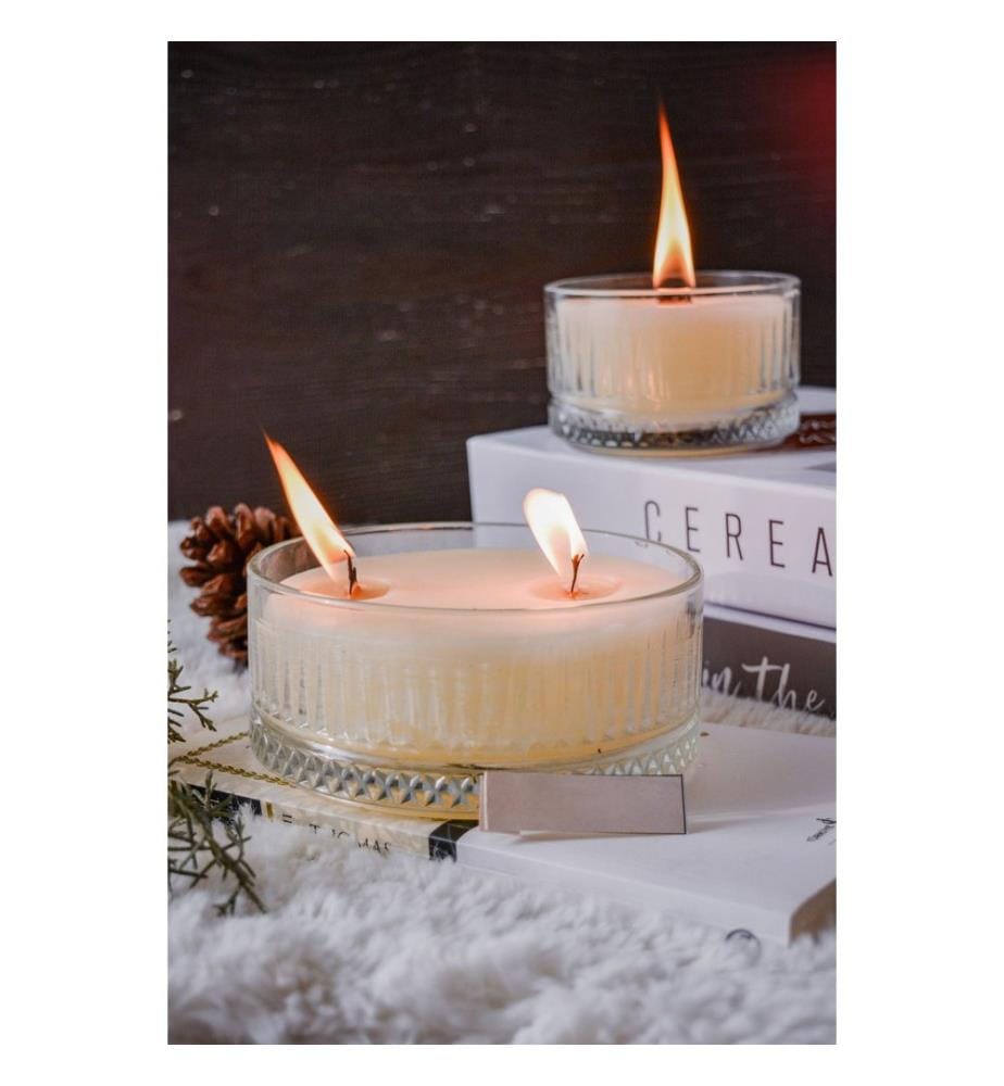 Set de bougies, 2 pièces, blanc, 100% VERRE