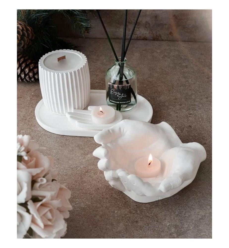 Set de bougies, 4 pièces, blanc, 100% CONCRETE