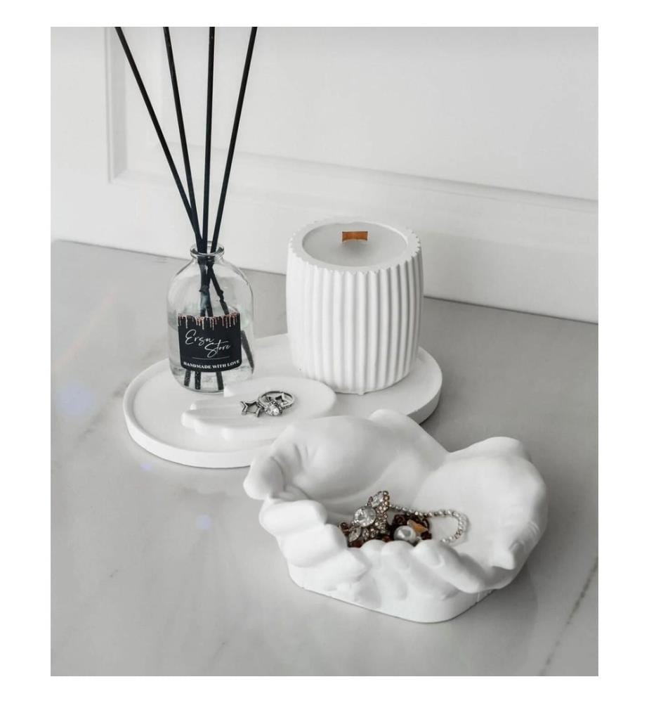 Set de bougies, 4 pièces, blanc, 100% CONCRETE