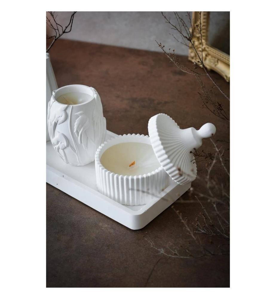 Set de bougies, 4 pièces, blanc, 100% CONCRETE