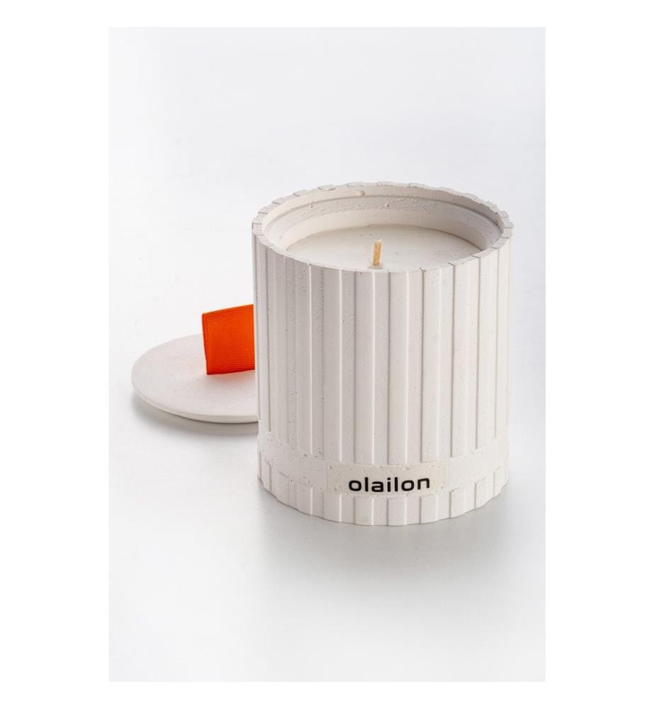 Bougie, blanche, CONCRETE / RIBBON