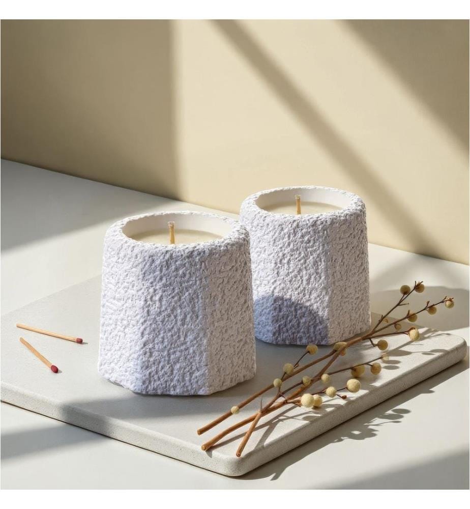 Set de bougies, 2 pièces, blanc, 100% PARAFFINE (5% huileux)