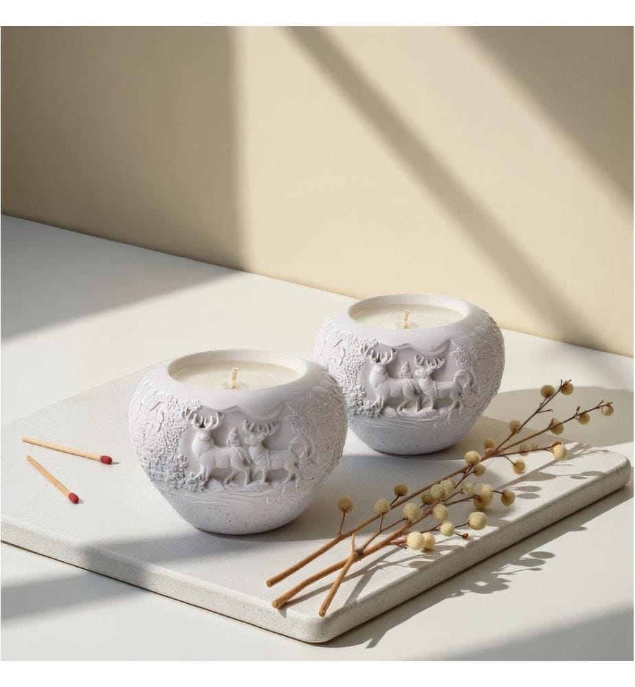 Set di 2 candele, bianche, 100% paraffina (5% oleose)