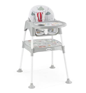 Babystuhl, Grau, 100 % Kunststoff, Kissen: 80 % Baumwolle / 20 % Polyester, Gestell: 100 % Metall