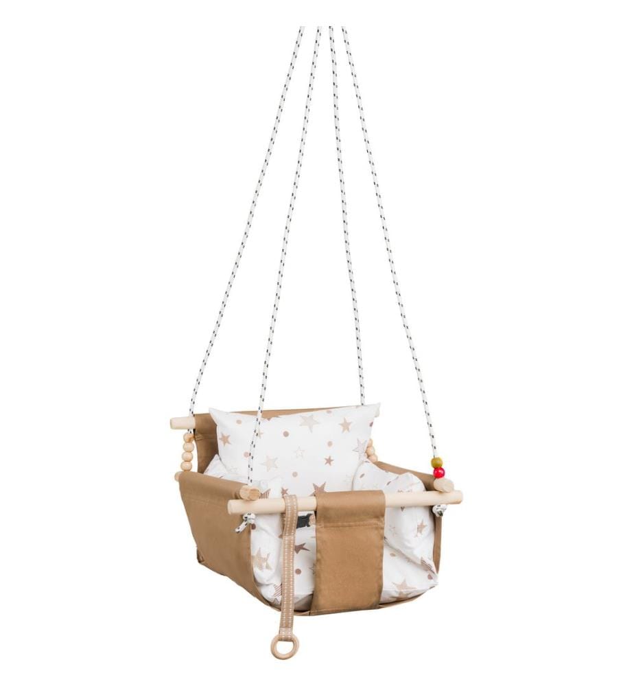 Babyschaukelstuhl, Gold, 100 % HOLZ, Bezug: 100 % BAUMWOLLE