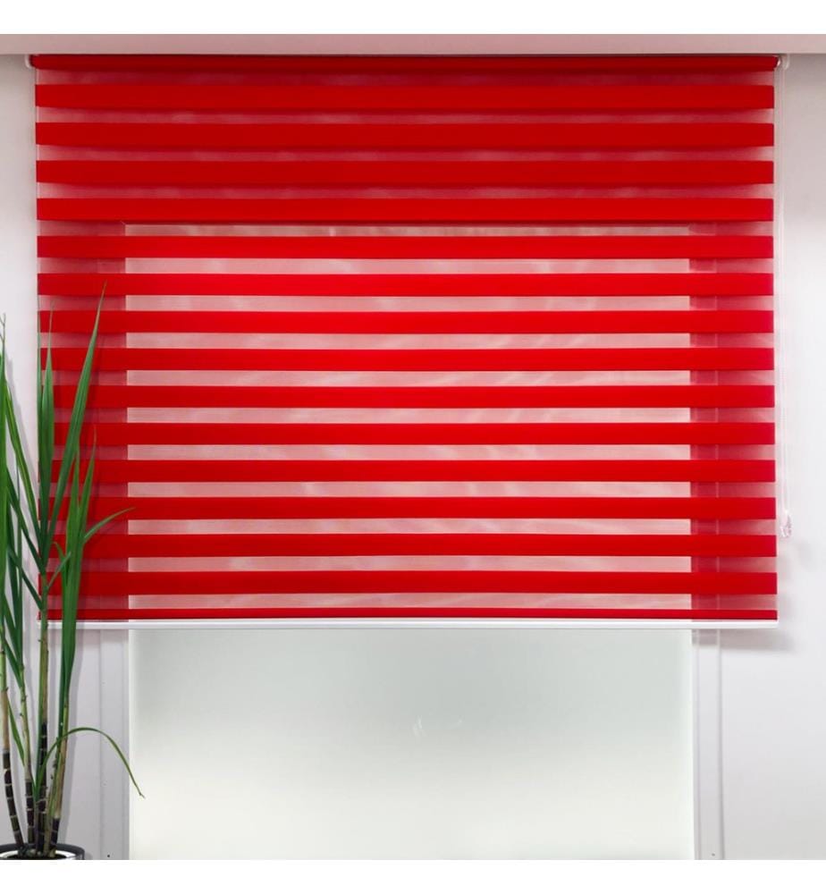Rideau, rouge, 100% polyester, base en aluminium et chaîne