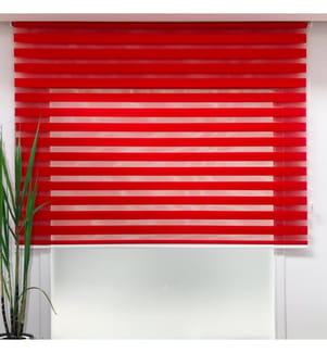 Vorhang, rot, 100 % Polyester, Aluminium- und Kettenaufhängung