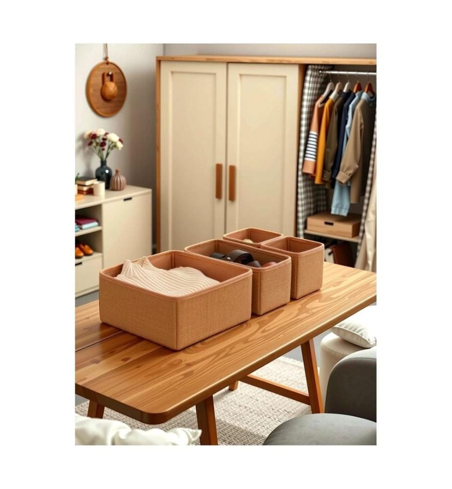 Felt Organizer Set, 4 Pieces, Natural, 100% JUTE