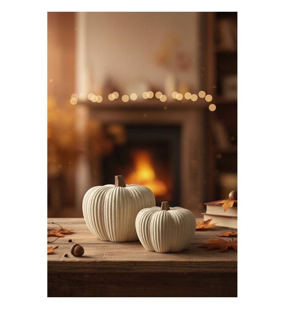 Set de bibelots, 2 pièces, crème, 100% BIOPLASTIQUE