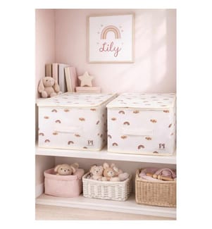 Aufbewahrungsbox-Set, 4-teilig, 100 % Polyester, Weiss