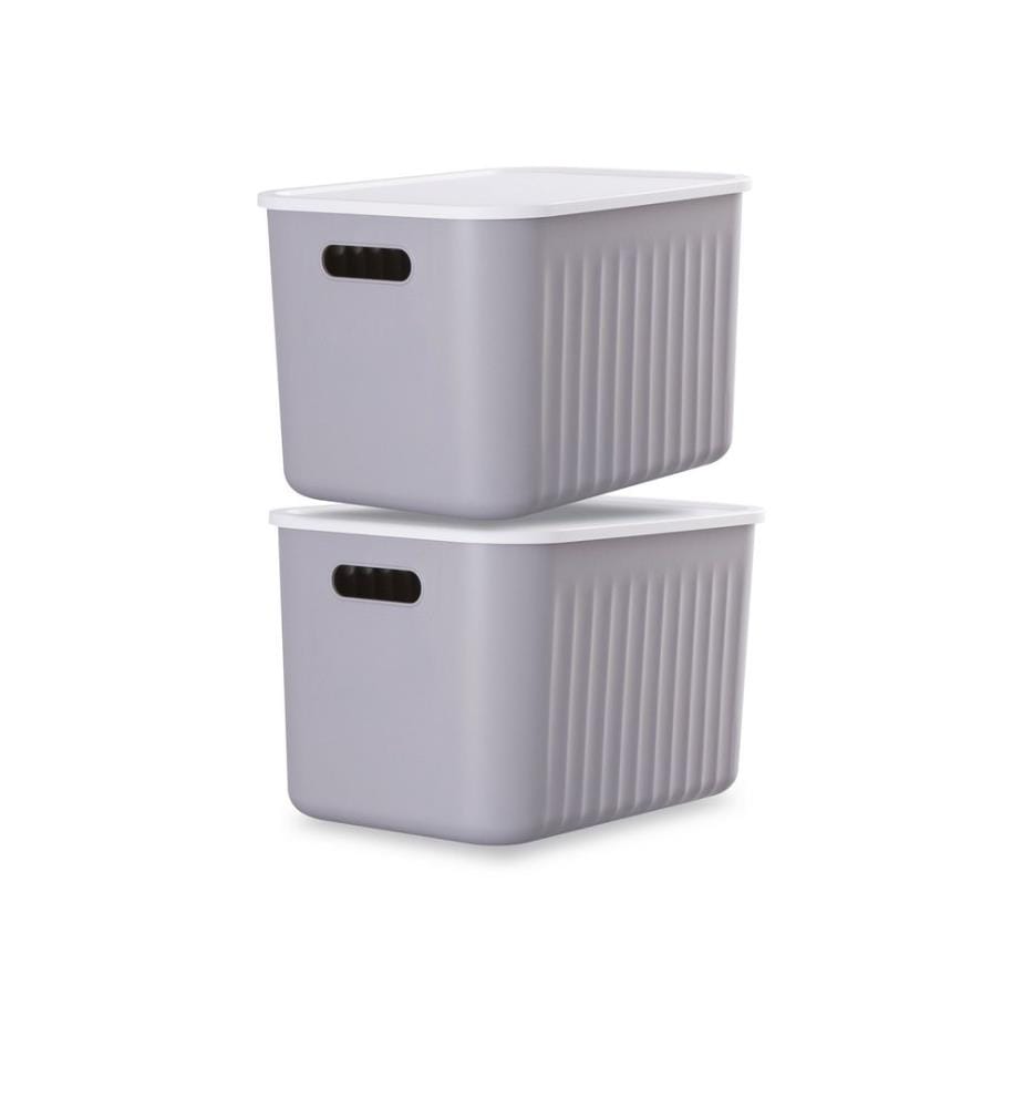 Dekoratives Boxenset, 2-teilig, 100 % Kunststoff, Grau