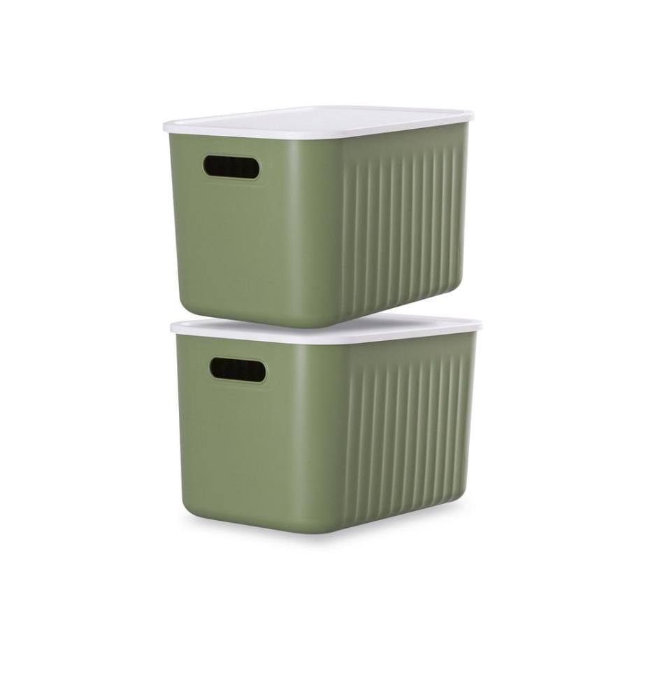 Dekoratives Boxenset, 2-teilig, 100 % Kunststoff, Grün