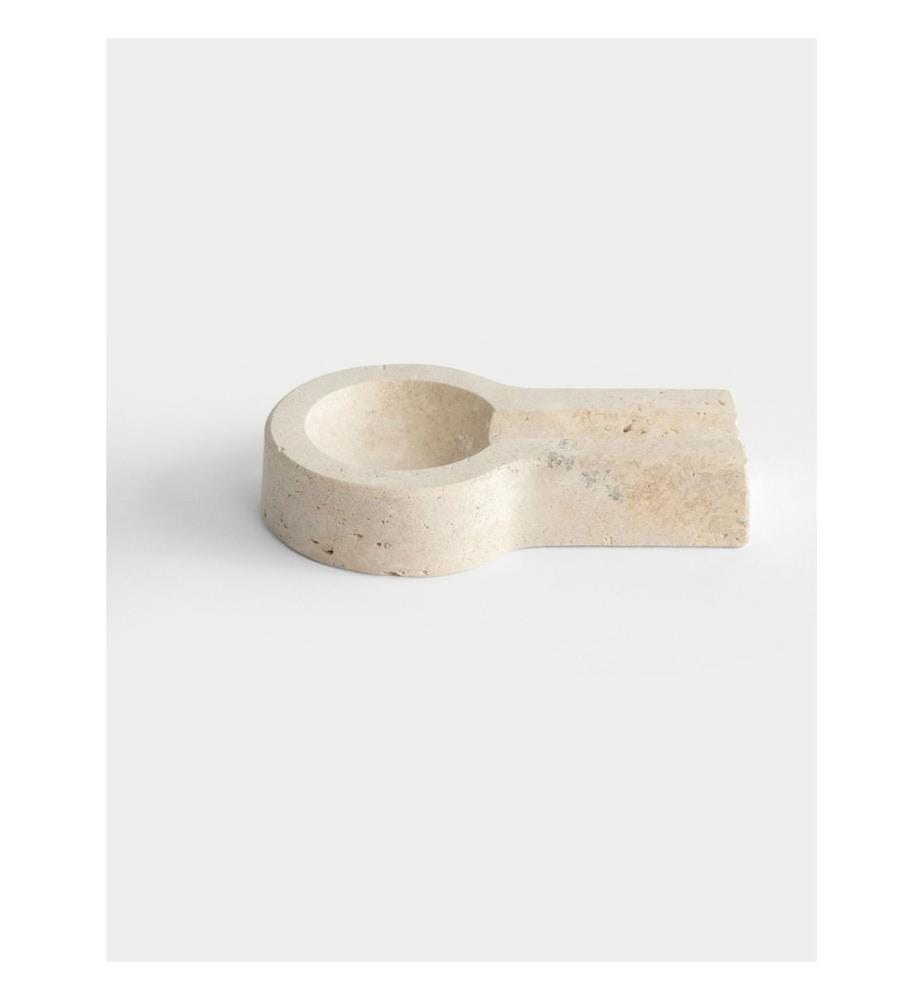 Aschenbecher, 100 % Travertinmarmor, Beige