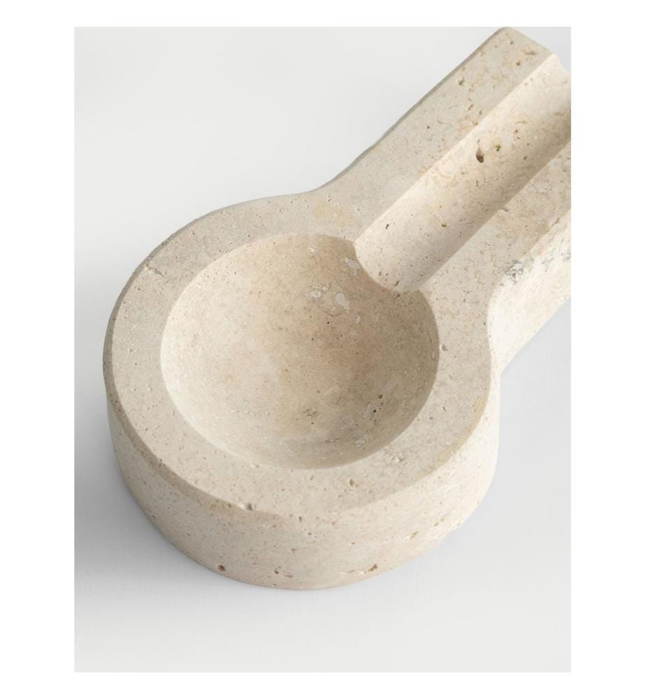 Aschenbecher, 100 % Travertinmarmor, Beige