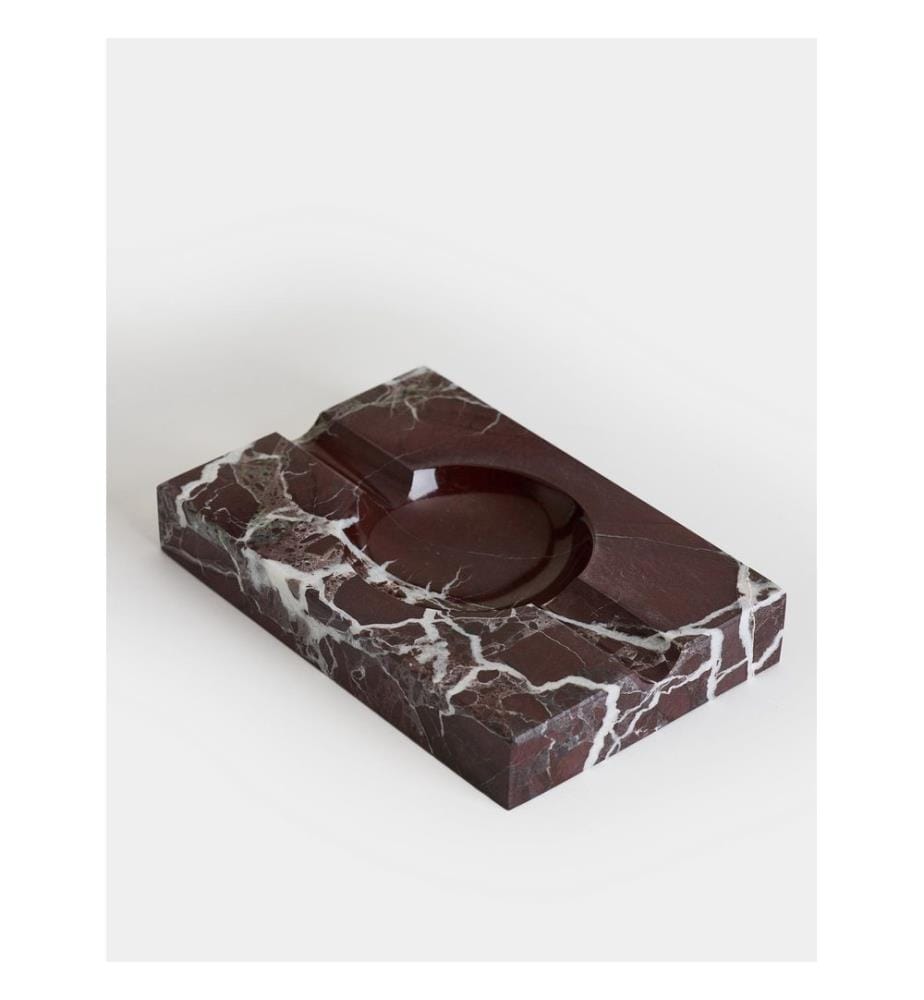 Aschenbecher, 100 % ROSSO LEVANTO MARMOR, Burgunderrot