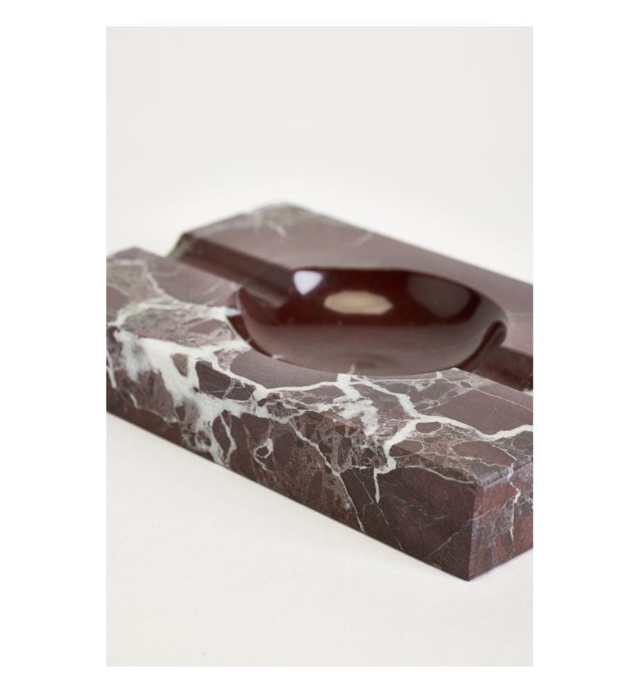 Aschenbecher, 100 % ROSSO LEVANTO MARMOR, Burgunderrot