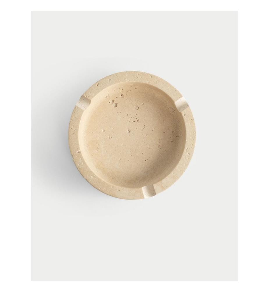 Aschenbecher, 100 % Travertinmarmor, Beige