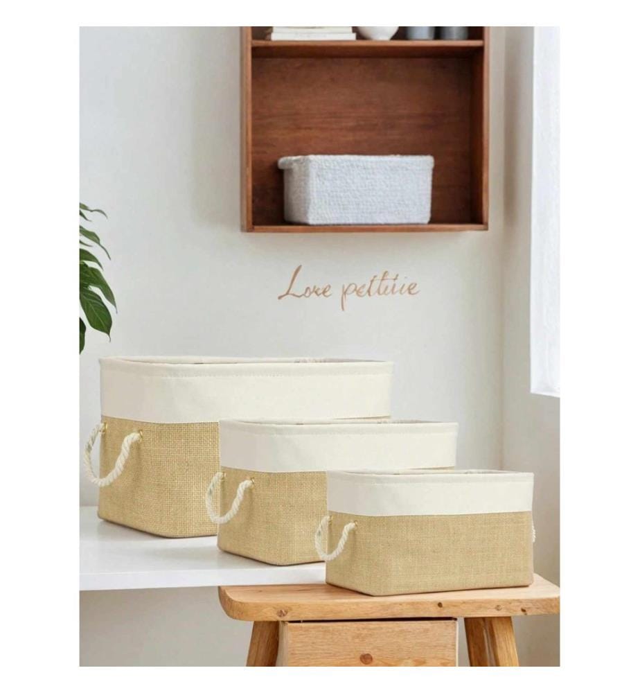 Filzkorb-Set, 3-teilig, 100 % Jute, Hellbraun