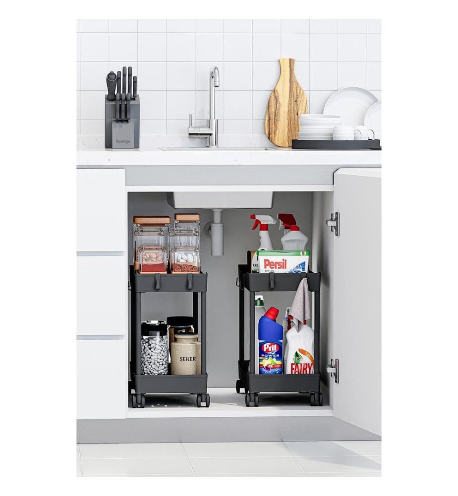 Kunststoff-Organizer-Set, 2-teilig, 100 % Kunststoff, Schwarz