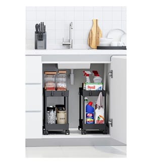Kunststoff-Organizer-Set, 2-teilig, 100 % Kunststoff, Schwarz
