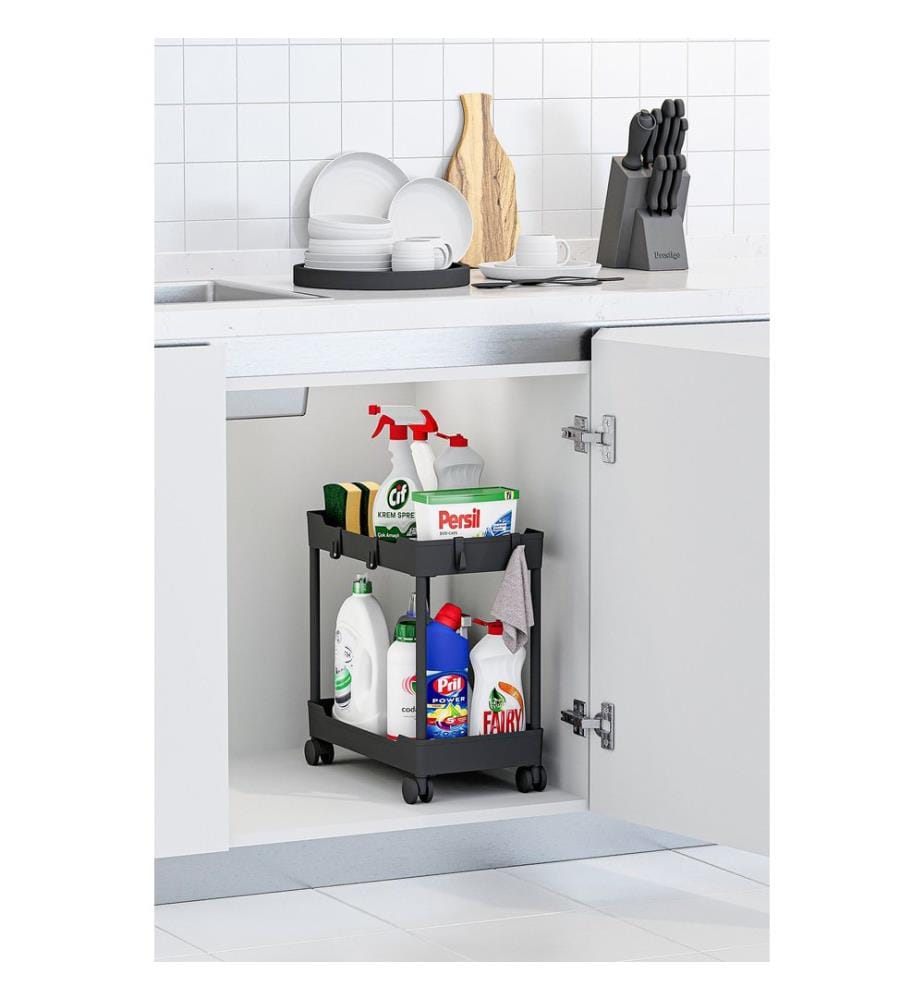 Kunststoff-Organizer-Set, 2-teilig, 100 % Kunststoff, Schwarz