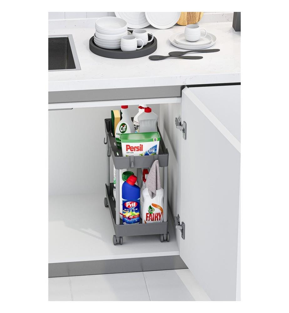 Kunststoff-Organizer-Set, 2-teilig, 100 % Kunststoff, Grau