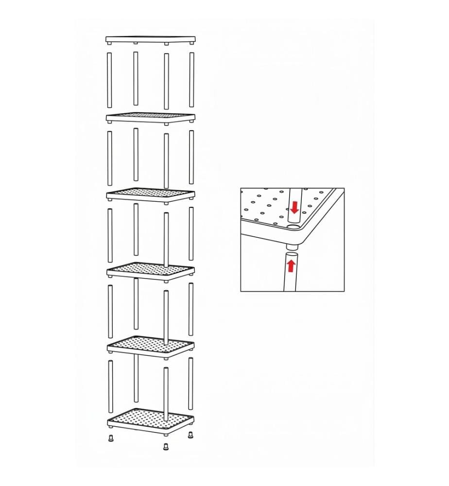 Organizer aus Kunststoff, 100 % Kunststoff, Grau