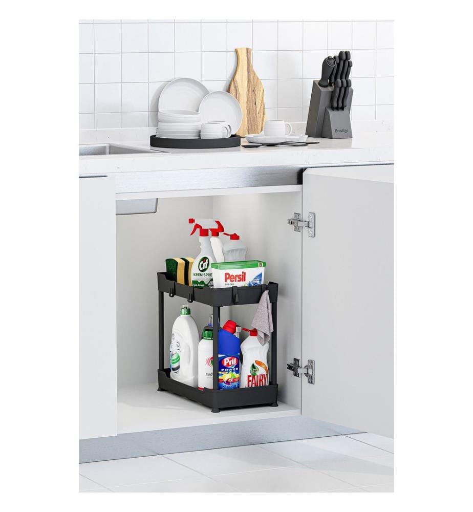 Organiseur en plastique, 100 % plastique, noir
