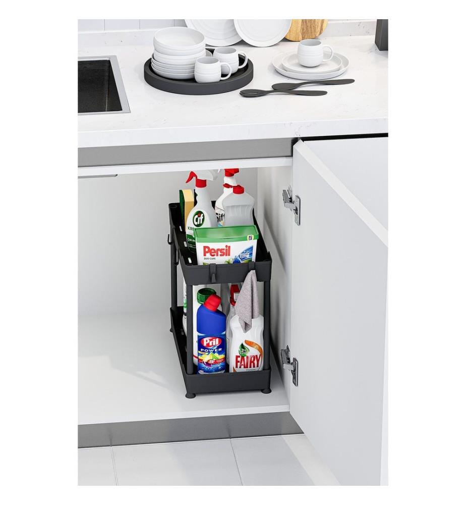 Organiseur en plastique, 100 % plastique, noir