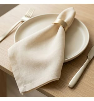 Servietten-Set, 6-teilig, 100 % Leinen, Creme