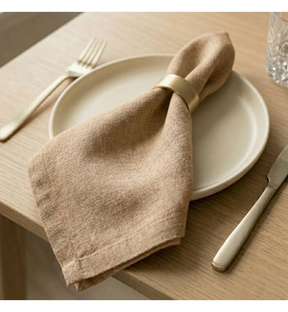 Servietten-Set, 6-teilig, 100 % Leinen, Beige