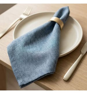 Servietten-Set, 6-teilig, 100 % Leinen, Hellblau
