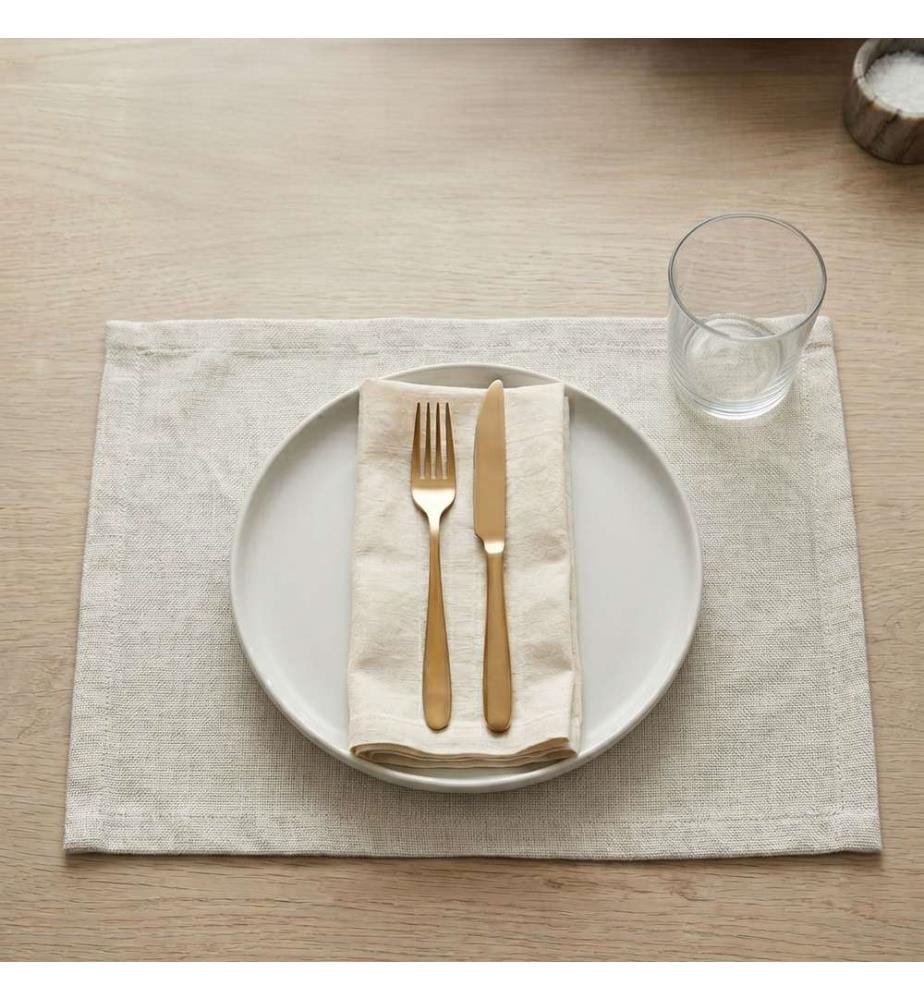 Tischset, 6-teilig, 100 % Leinen, Creme