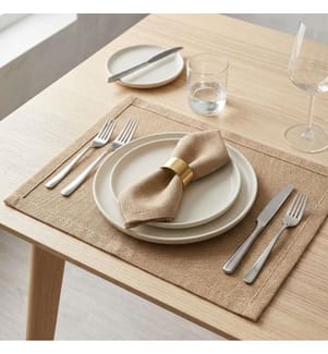 Tischset, 6-teilig, 100 % Leinen, Beige