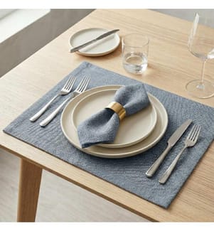 Tischset, 6-teilig, 100 % Leinen, Hellblau