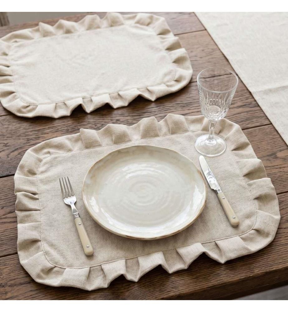 Tischset, 6-teilig, 100 % Leinen, Creme