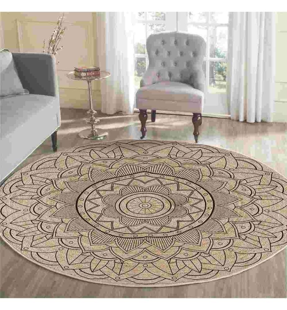 Tappeto, 100 x 100, , Crema, 70% Cotone - 30% Poliestere, Suola in cotone