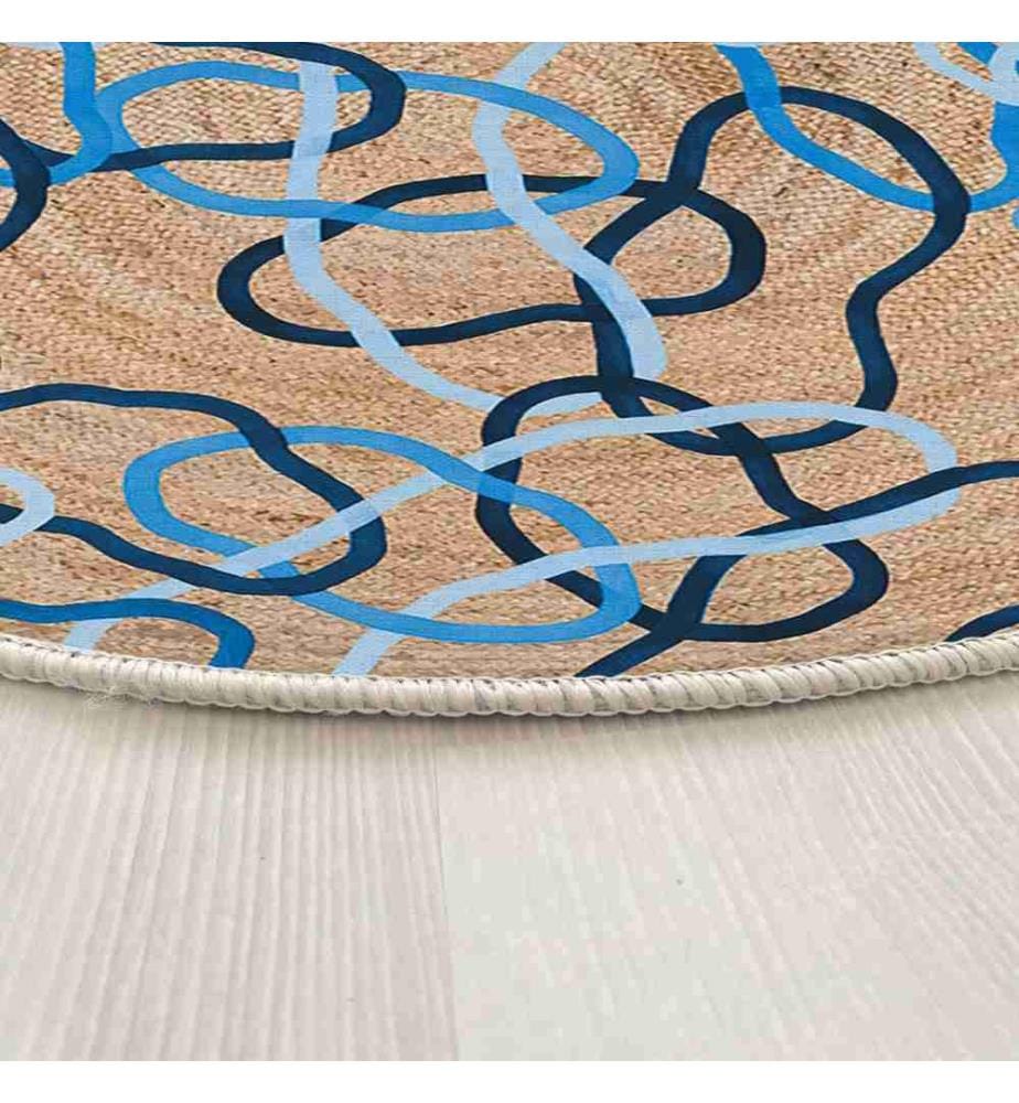 Tappeto, 90 x 90, , Blu, 70% Cotone - 30% Poliestere, Suola in cotone