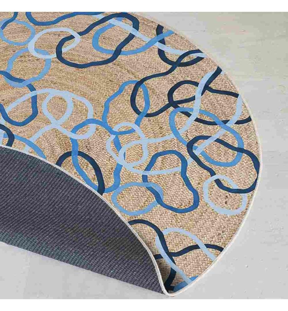 Tappeto, 90 x 90, , Blu, 70% Cotone - 30% Poliestere, Suola in cotone