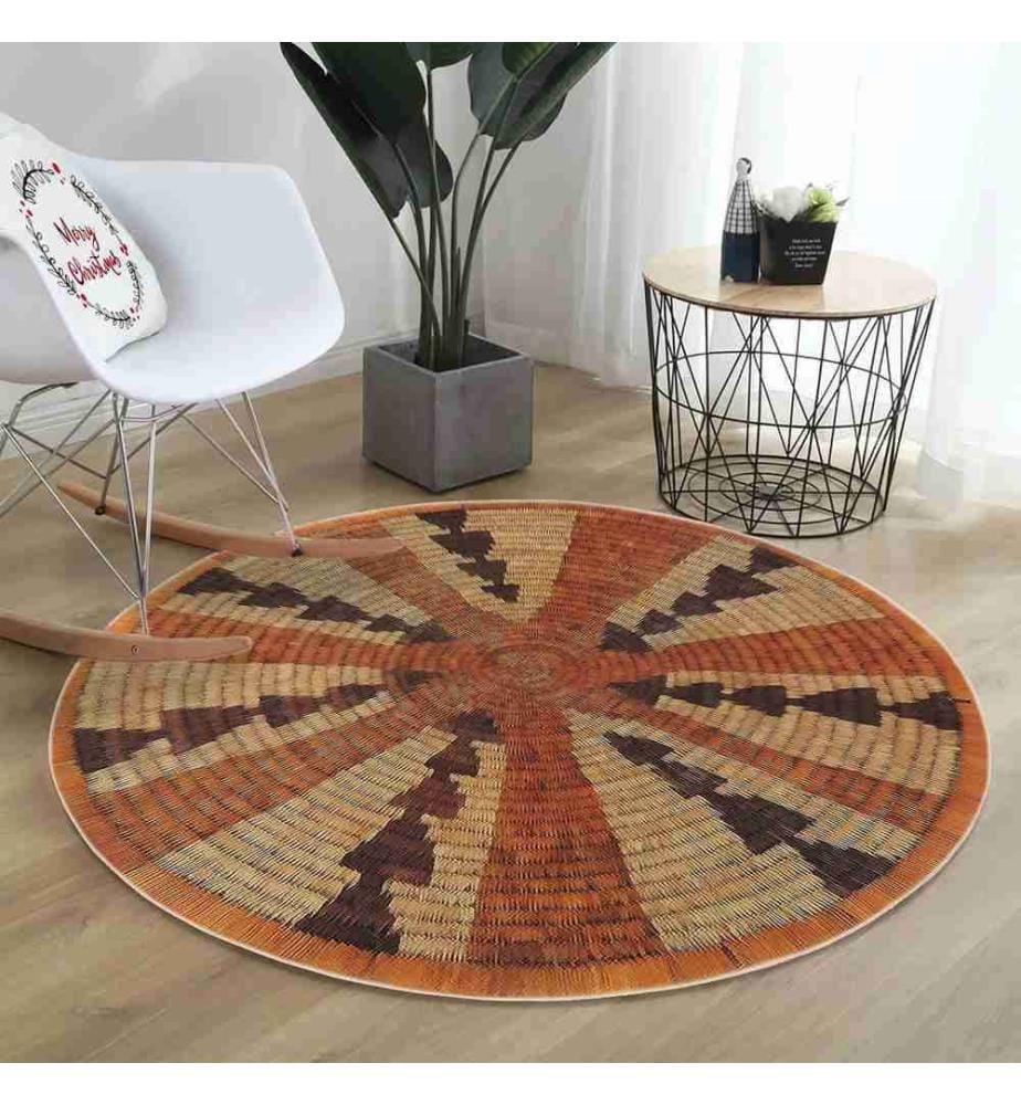 Tapis, 110 x 110, , Orange, 70% Coton - 30% Polyester, Semelle en coton