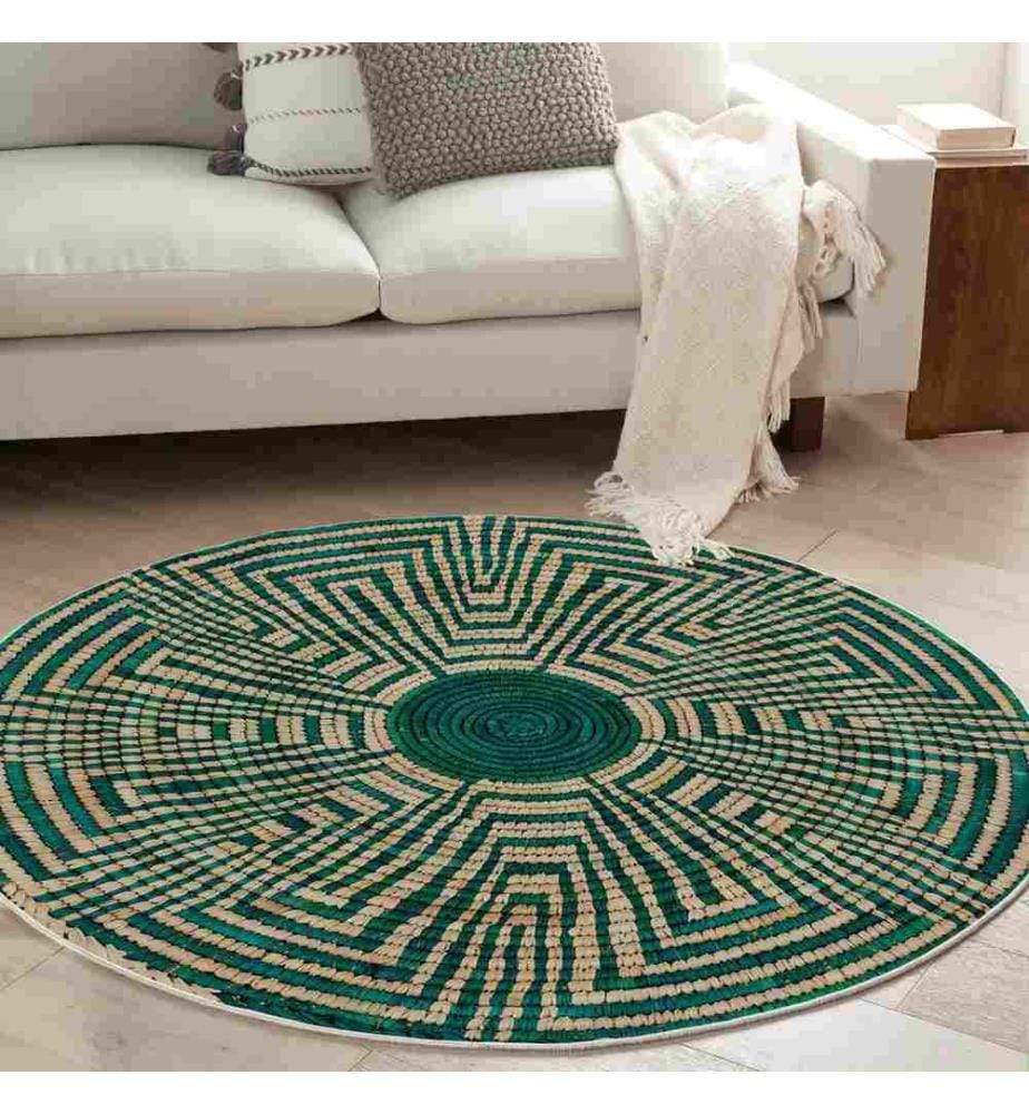Tappeto, 100 x 100, , Turchese, 70% Cotone - 30% Poliestere, Suola di Cotone