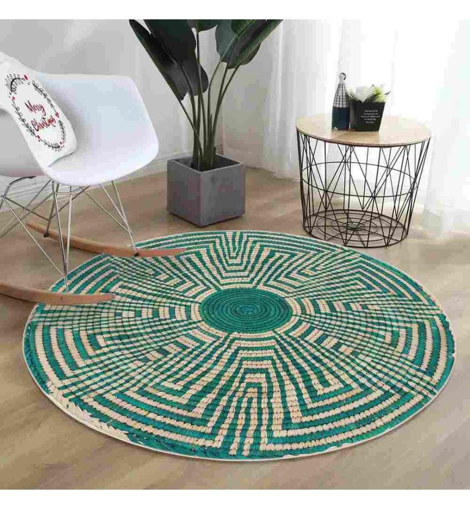 Tappeto, 100 x 100, , Turchese, 70% Cotone - 30% Poliestere, Suola di Cotone